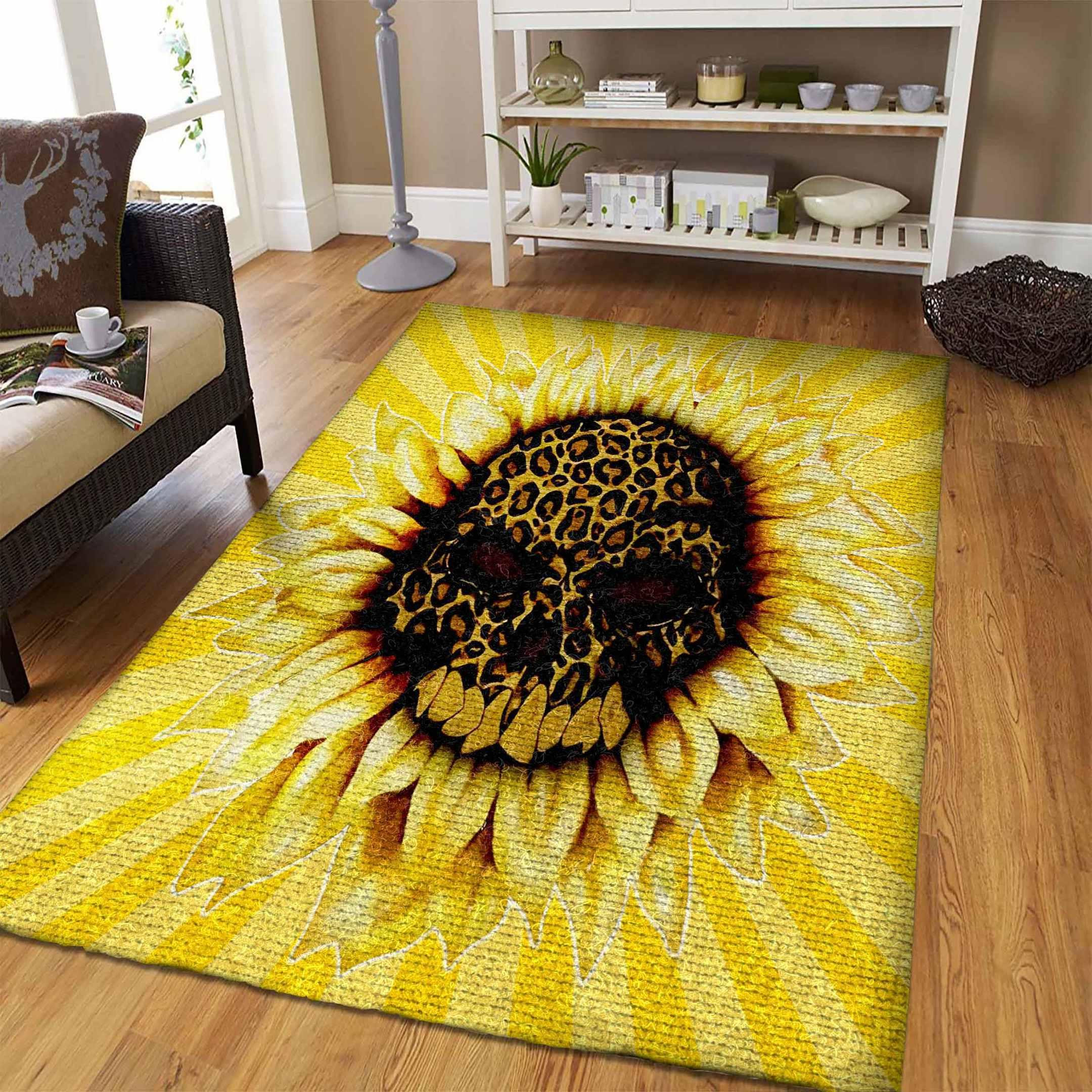 Sunflower Skull Rug Chrismas Gift - Indoor Outdoor Rugs 1