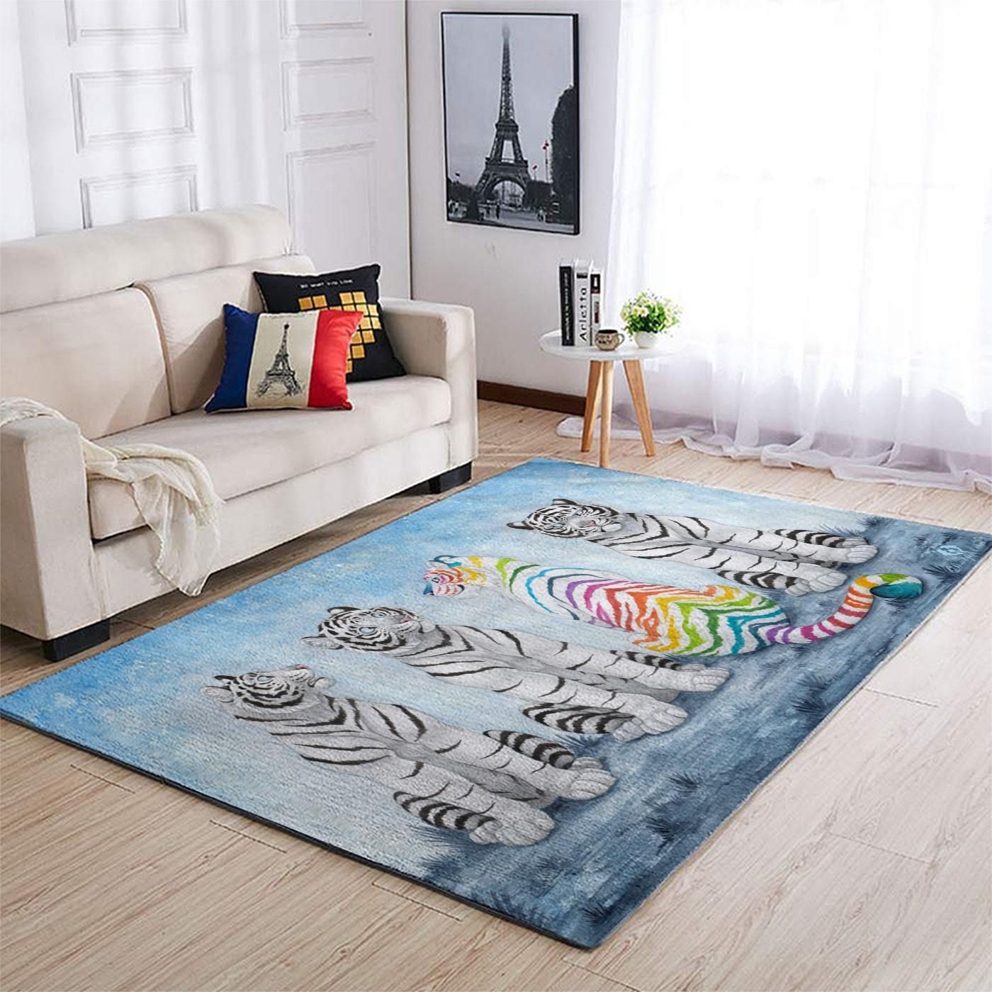 Tiger White Lgbt Area Rug Chrismas Gift - Indoor Outdoor Rugs 1