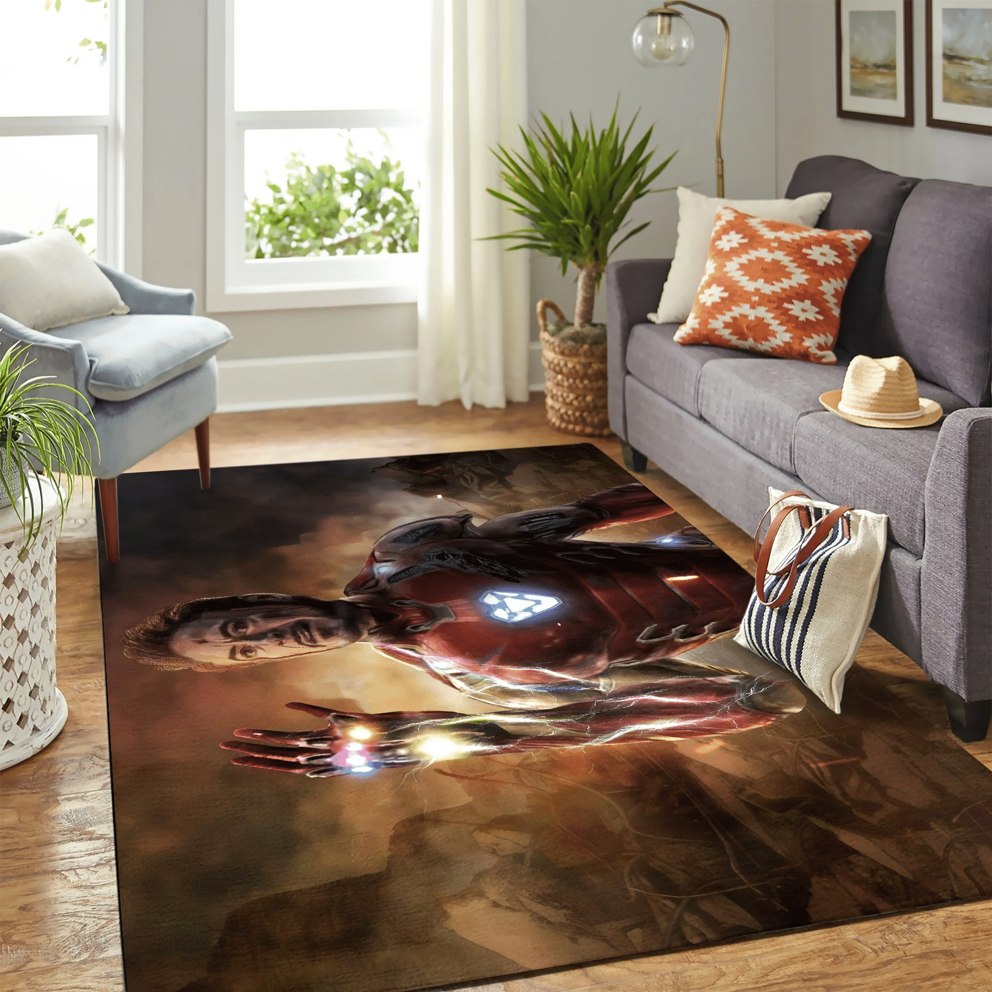 Avengers Endgame Iron Man Tony Stark Gemas Del Infinito Carpet Floor Area Rug Chrismas Gift - Indoor Outdoor Rugs 1