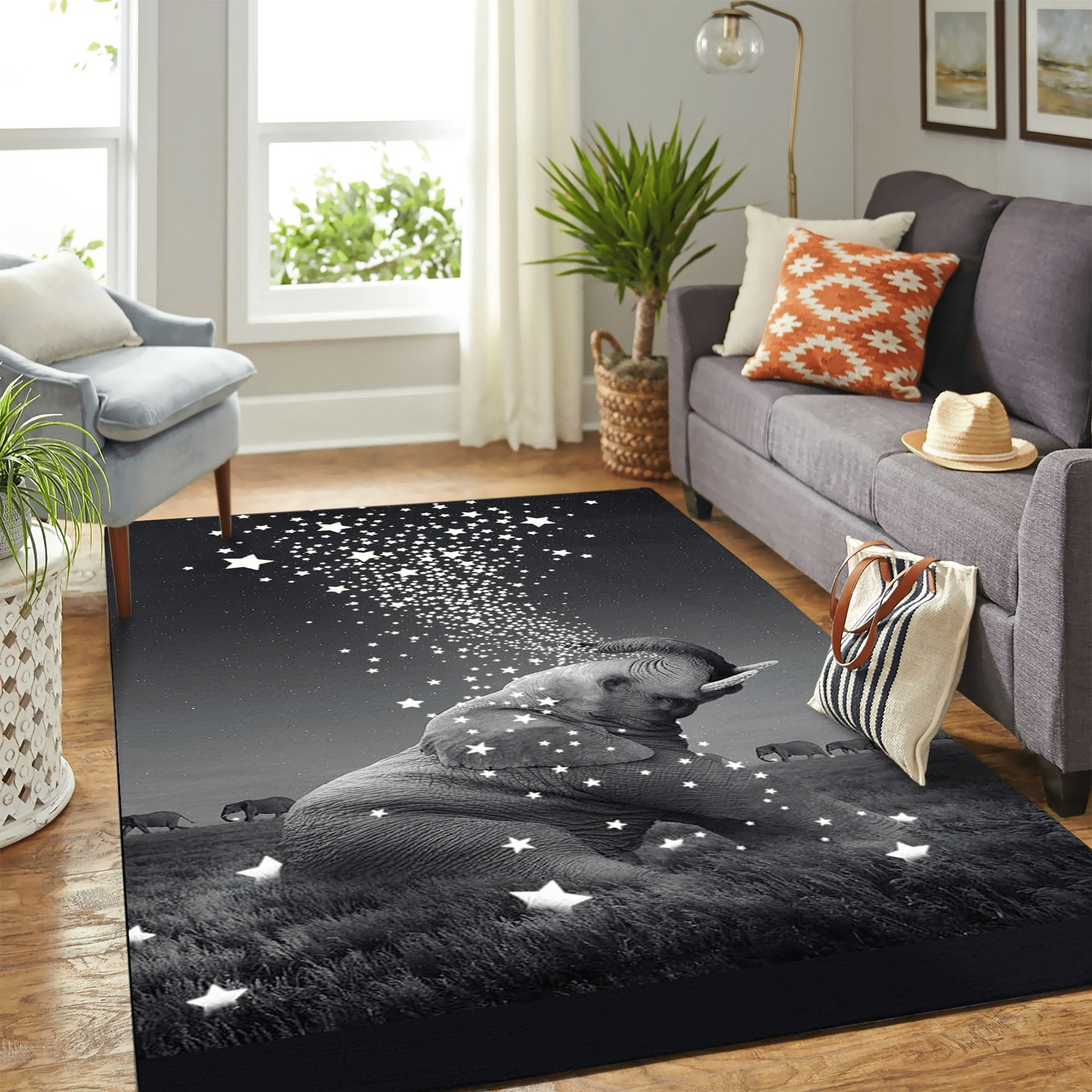 Elephant Star Carpet Floor Area Rug Chrismas Gift - Indoor Outdoor Rugs 1