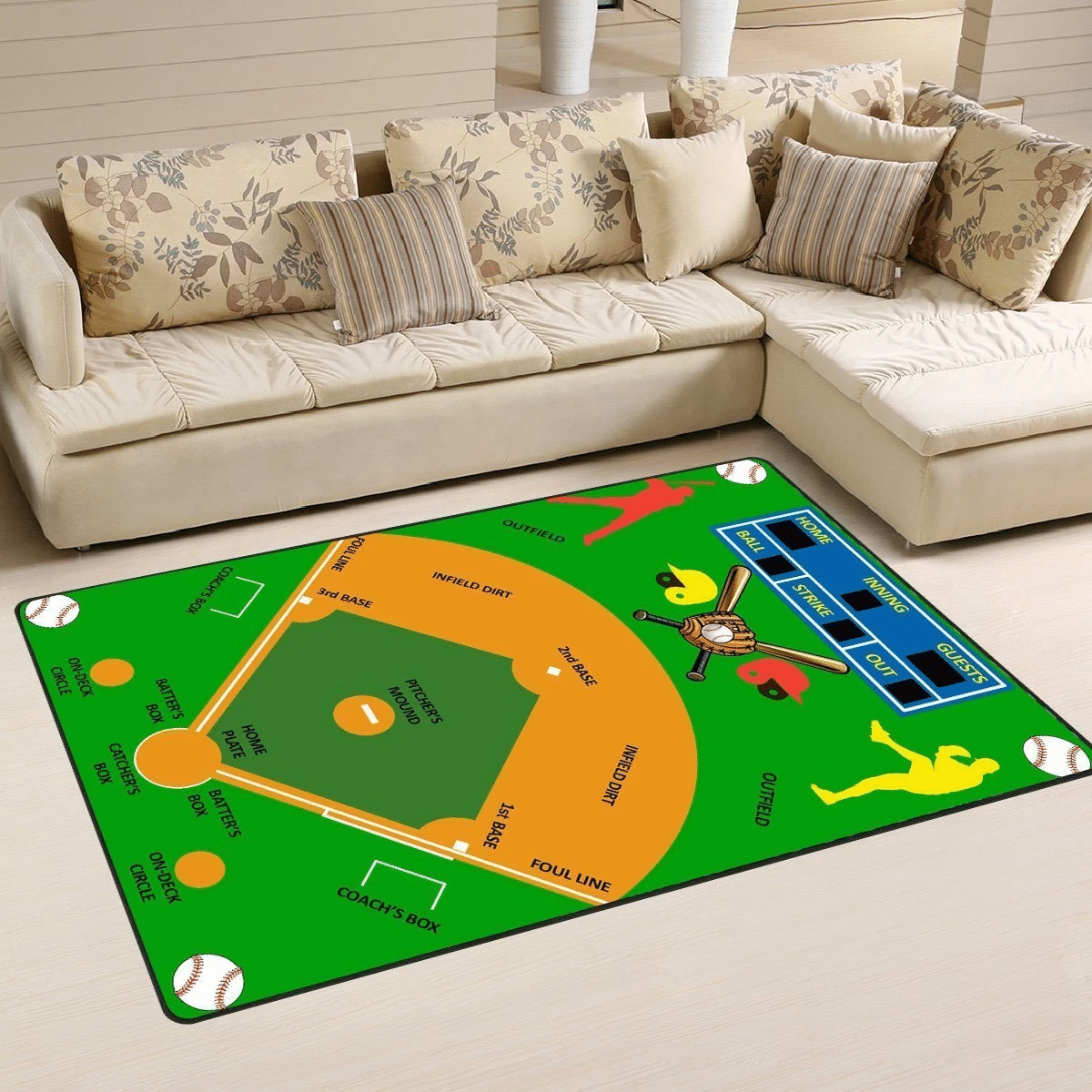 Baseball Area Rug Chrismas Gift - Indoor Outdoor Rugs 1