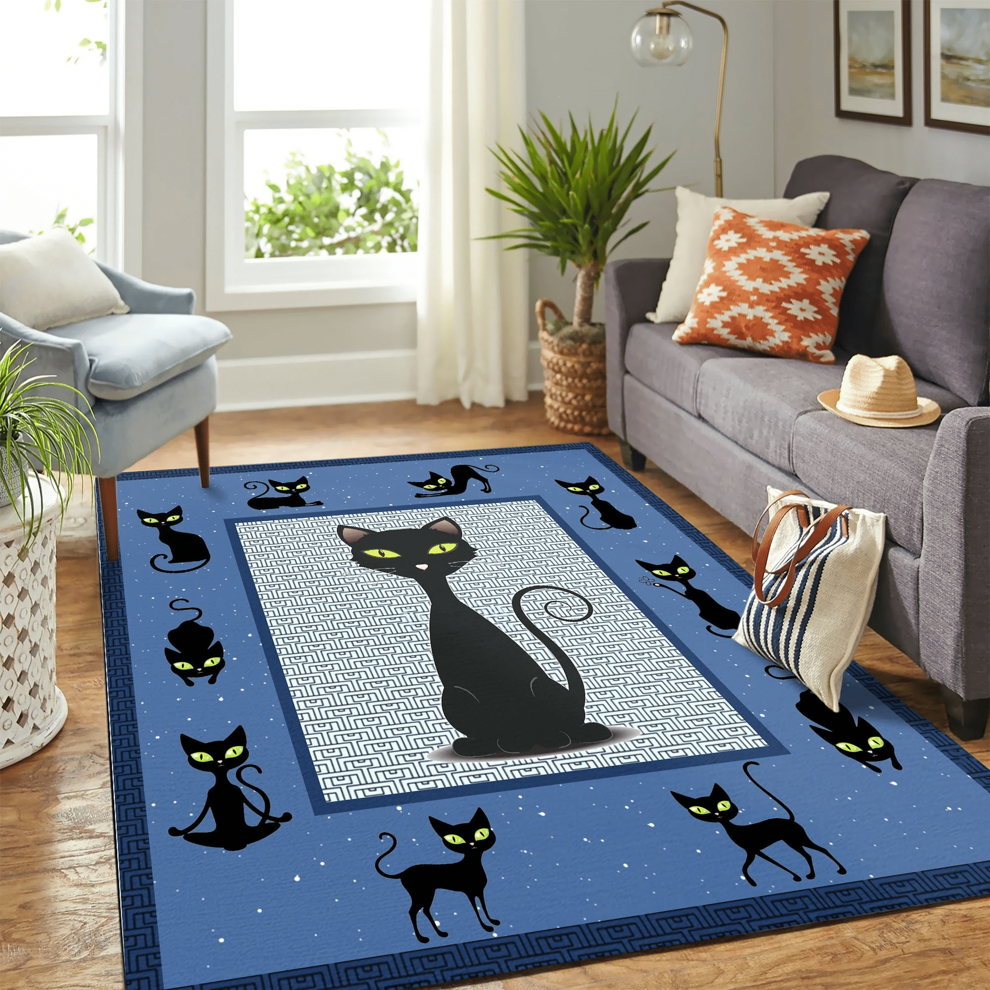 Cat Blue Mk Carpet Area Rug Chrismas Gift - Indoor Outdoor Rugs 1