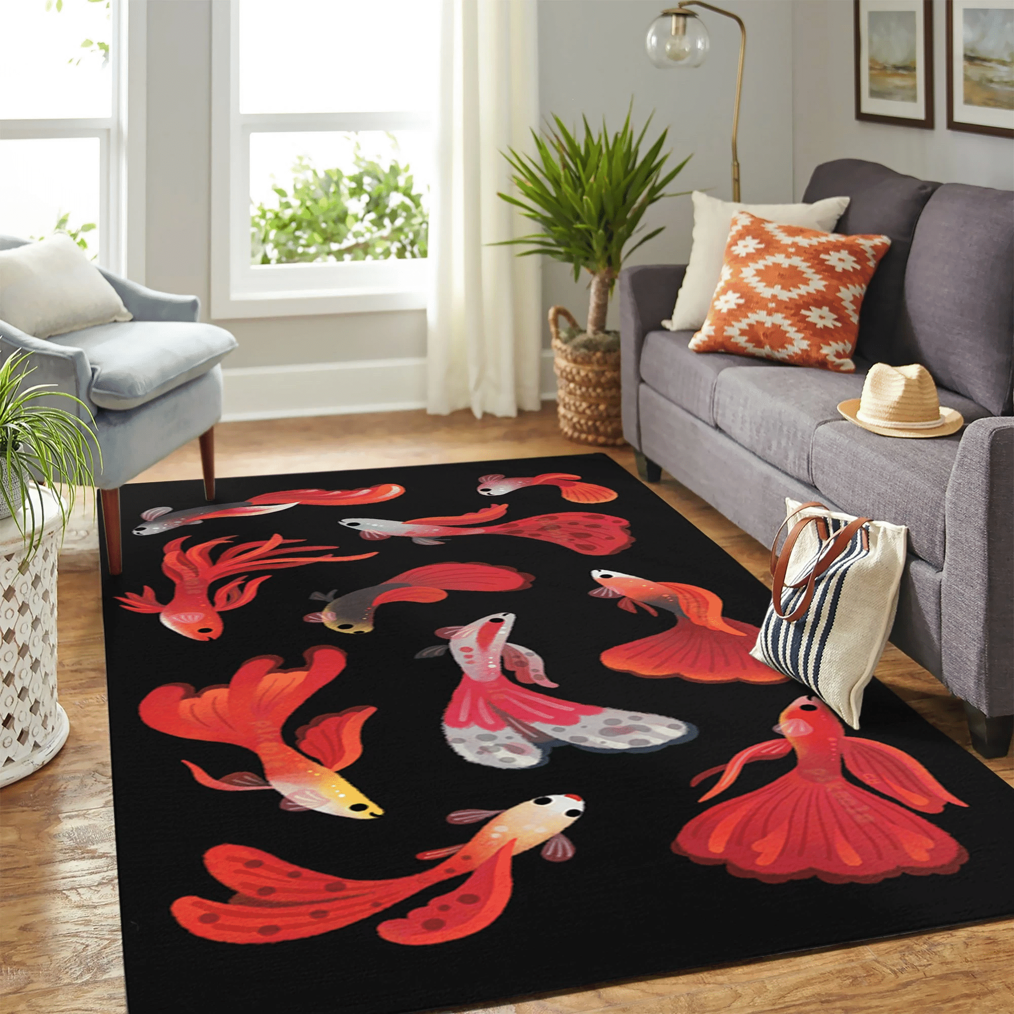 Red Fish New Carpet Floor Area Rug Chrismas Gift - Indoor Outdoor Rugs 1