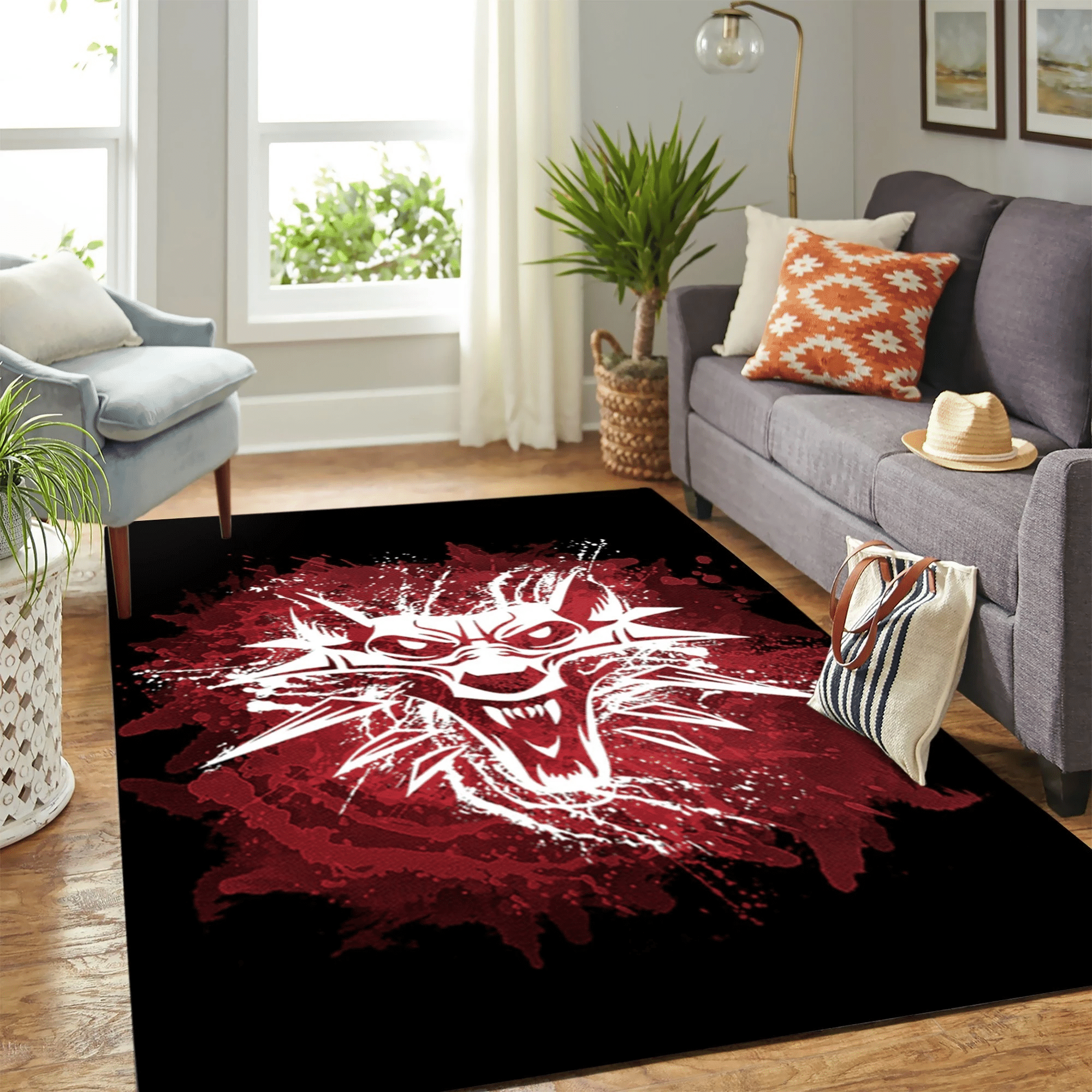 The Witcher Red Wolf Carpet Floor Area Rug Chrismas Gift - Indoor Outdoor Rugs 1