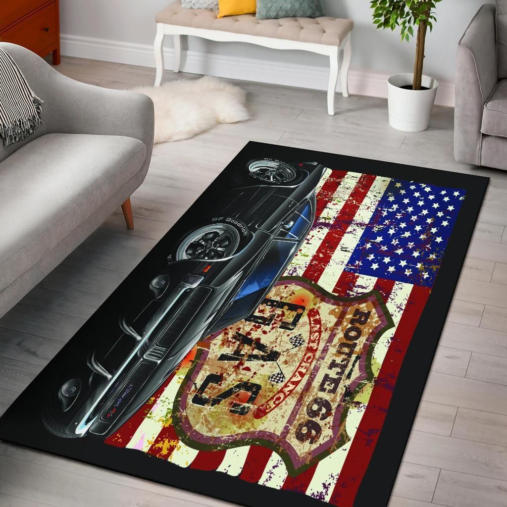 Dodge Charger American Flag Area Rug Chrismas Gift - Indoor Outdoor Rugs 1