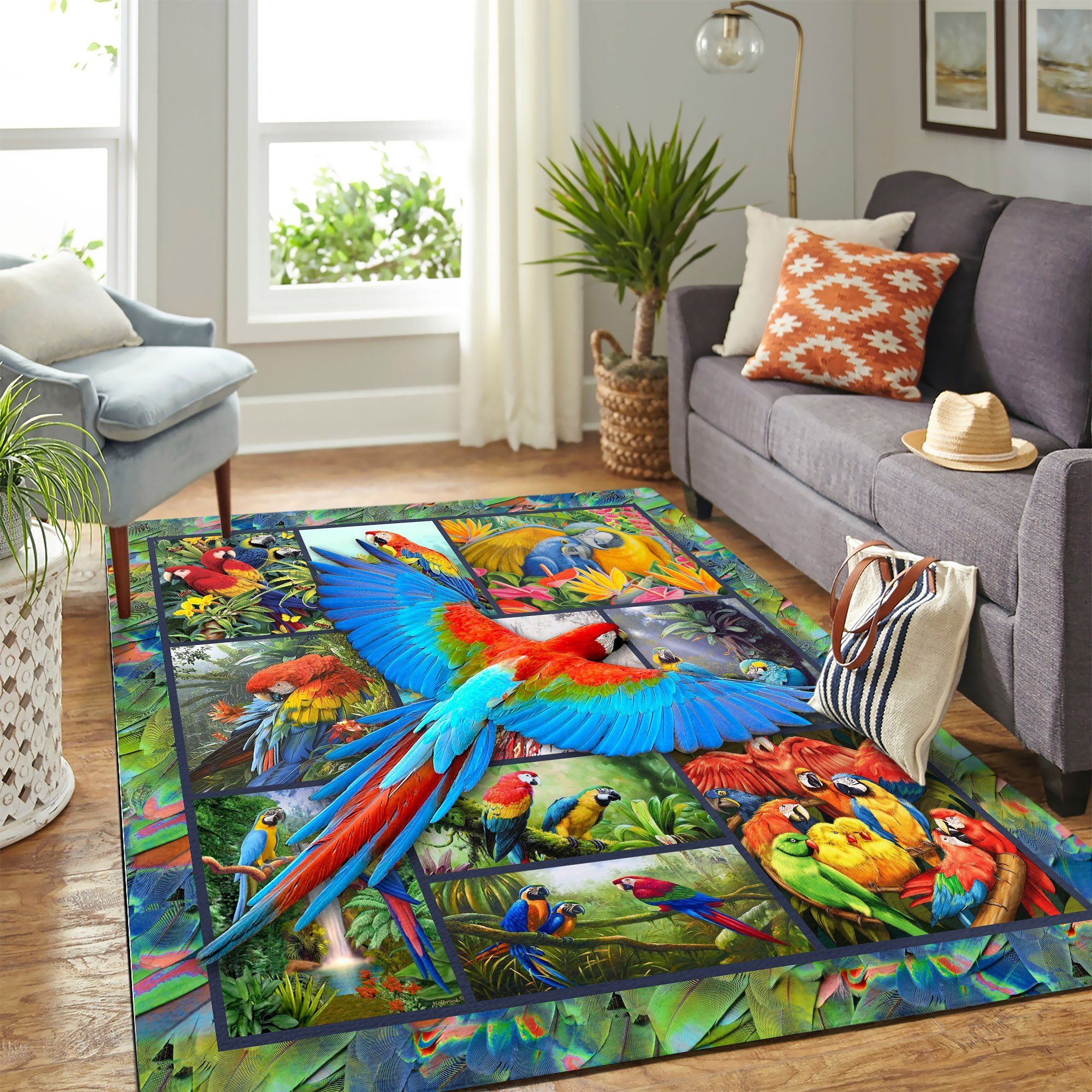 Parrot Macaw Quilt Mk Carpet Area Rug Chrismas Gift - Indoor Outdoor Rugs 1