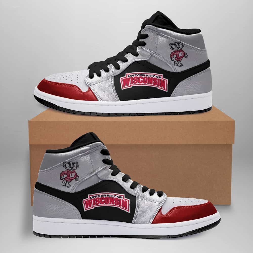 Wisconsin Badgers American Football Ha03 Custom Air Jordan Shoes Sport