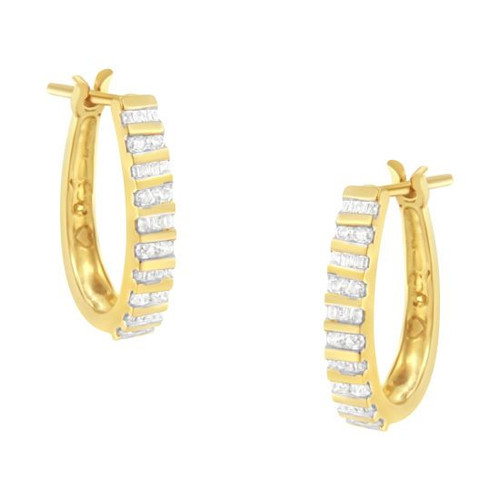 10k Gold 1.00cttw Diamond Hoop Earrings(I-J Color, I2-I3 Clarity)