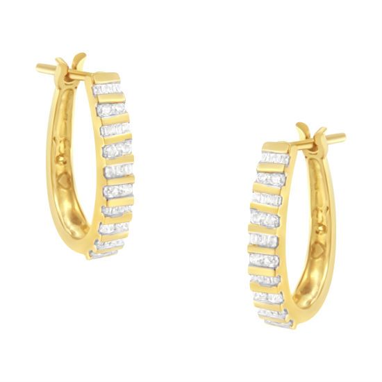 10k Gold 1.00cttw Diamond Hoop Earrings(I-J Color, I2-I3 Clarity)