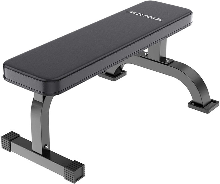 Murtisol Multifunctional Flat Weight Bench for Weight Training and Abdominal Exercise, Workout Excercise Fitness Bench ,45.67''*25.2''*16.34'', Model 1212, Black RT