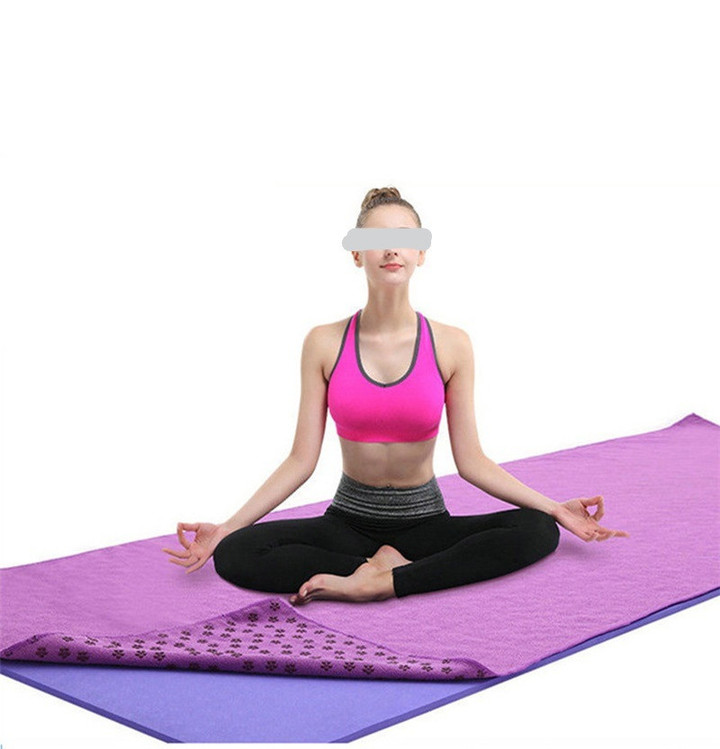Sweat Absorbent Odorless Microfiber Mat Cover, Non-Slip Yoga Mat Towel for Indoor and Outdoor Fitness, Exercise with Carrying Mesh Bag 72x24 Inches