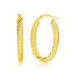 14k Yellow Gold Twisted Cable Oval Hoop Earrings
