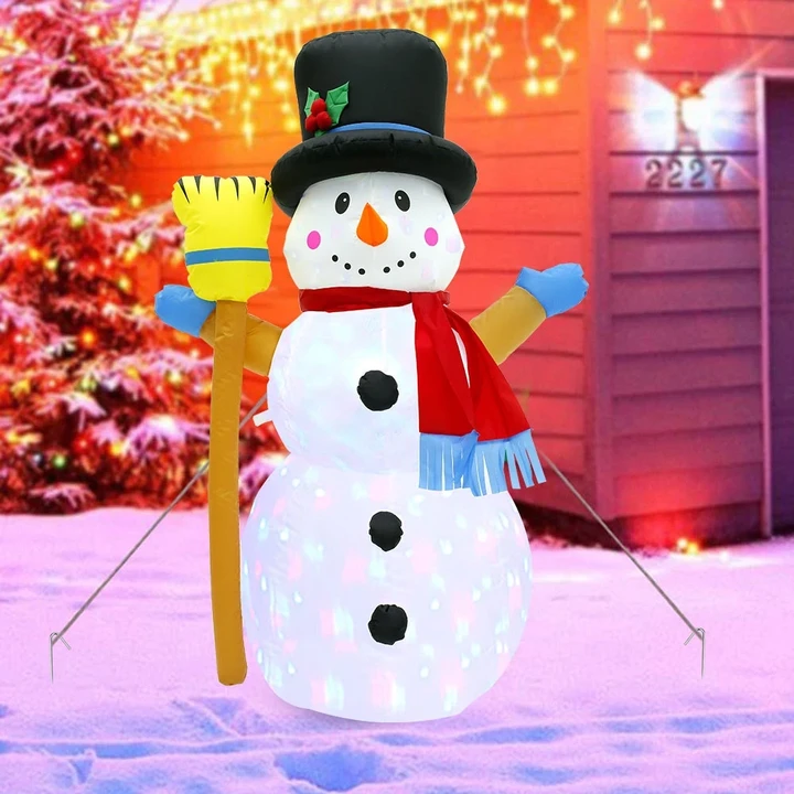 6ft Inflatable Snowman Christmas Outdoor Decoration,Blow up Snowman Inflatable with Rotating Built-in LED Lights for Christmas Decorations Indoor Outdoor Yard Garden Home Lawn