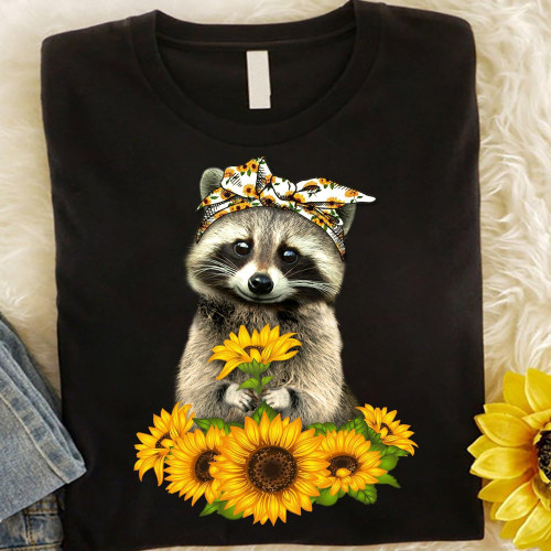 Raccoon sunfower T Shirt Hoodie Sweater H97
