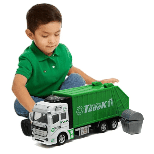 Garbage Truck Toy Friction-Powered Waste Management Recycling Truck Toy Set