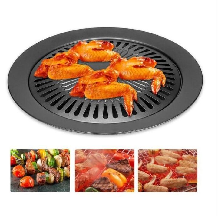 Korean Bbq Cast Iron Grill Plate With Non-Stick Pan