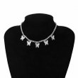 Anyells Fashionable Sparkly Silver Butterfly Choker Necklace