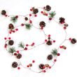 Red Berry Pine Cone Garland Lights