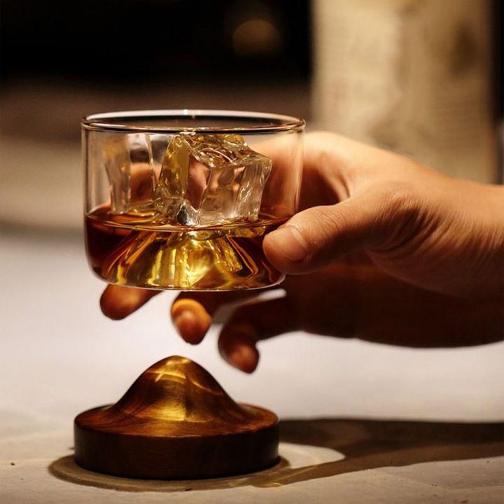 Wooden Mountain Whiskey Glass Bottom