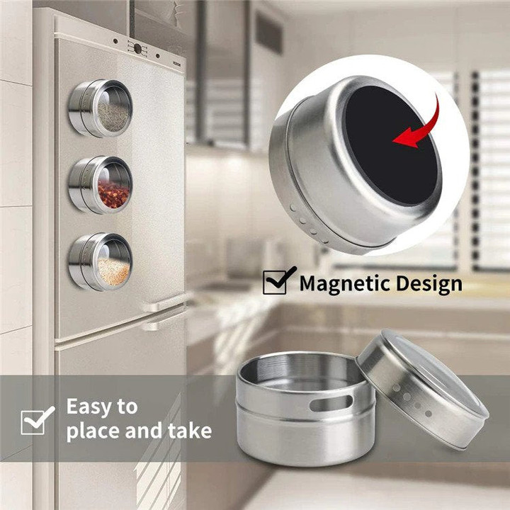 Magnetic Spice Jars With Rack