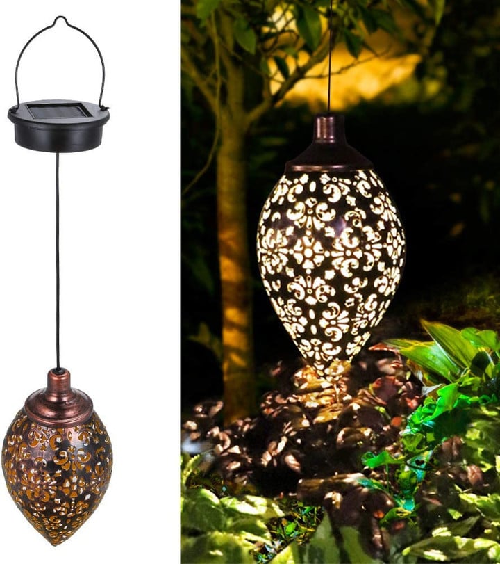 Hanging Solar Lights Lantern Led Garden Lights Metal Lamp Waterproof For Outdoor Hanging Decor