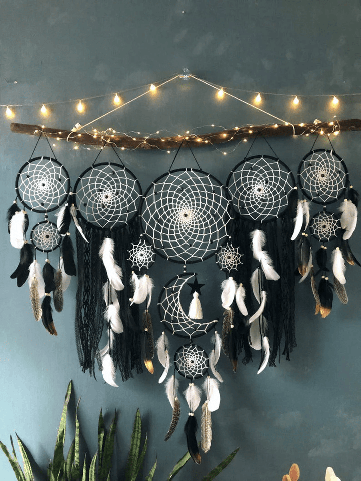 Dreamcatcher Moon And Stars Hanging Over The Bed