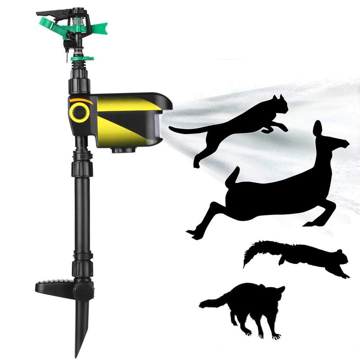 Garden Solar Scarecrow Motion Activated Water Animal Repellent Deterrent Sprinkler