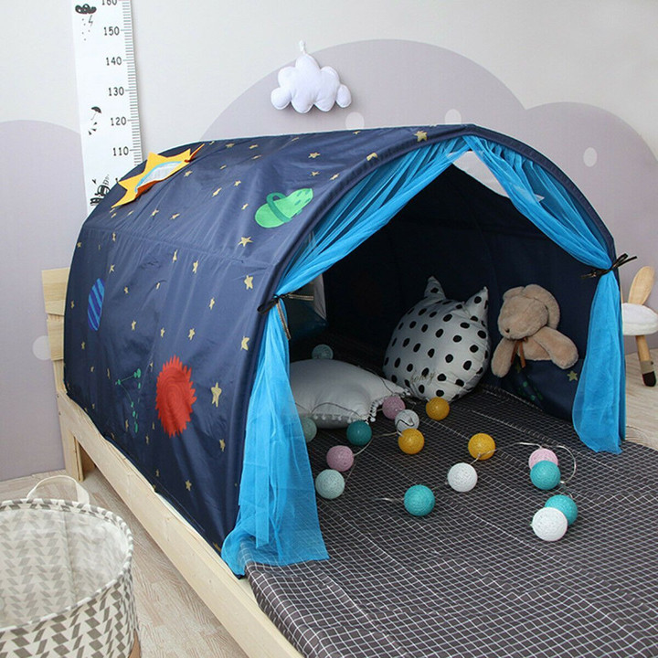 Premium Indoor Pop Up Bed Tent Kids Twin Size Over Bed Tent Topper
