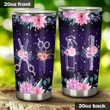 Hair Stylist Tools With Flower Purple Scissors Stainless Steel Tumbler, Tumbler Cups For Coffee/Tea, Great Customized Gifts For Birthday Christmas Thanksgiving