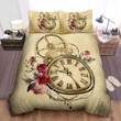 Red Roses & Vintage Clock Art Bed Sheets Spread  Duvet Cover Bedding Sets