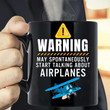Warning May Spontaneously Start Talking About Planes Funny Plane Gift Flying Planes Mug Airplane Lover Gift Birthday Christmas Aviation