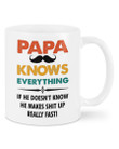 Papa Knows Everything Mustache White Mugs Ceramic Mug Great Customized Gifts For Birthday Christmas Thanksgiving Father's Day 11 Oz 15 Oz Coffee Mug