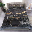 Drum Set Black Wall  Bed Sheets Spread  Duvet Cover Bedding Sets