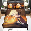 Halloween Jack-O-Lantern With Sleeping Anime Girl Bed Sheets Spread Duvet Cover Bedding Sets