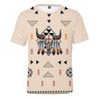 Native American Feather Bison Skull Unisex 3D T-shirt, Indian Men Gift All Over Print Shirt