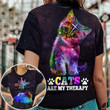 Lovely Colorful Baby Cat Kitten Unisex 3D T-shirt, Jesus Is My Savior Cats Are My Therapy Gift All Over Print Shirt