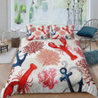 Ocean Nautical Lobster Anchor Coral  Bed Sheets Spread  Duvet Cover Bedding Sets