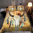 Bull Skull Feather Bed Sheets Spread  Duvet Cover Bedding Sets