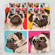 Four Pugs Face Cotton Bed Sheets Spread Comforter Duvet Cover Bedding Sets