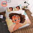 Personalized Black Girl On Vacation Cotton Bed Sheets Spread Comforter Duvet Cover Bedding Sets Perfect Gifts For Daughter Girlfriend Wife
