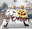Halloween Bats Jack-O-Lantern Cotton Bed Sheets Spread Comforter Duvet Cover Bedding Sets