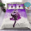 Ballerina Ballet Purple Background Bedding Custom Name Duvet Cover Bedding Set