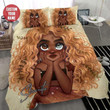 Personalized Black Girl Magic Eye Blonde Hair Cotton Bed Sheets Spread Comforter Duvet Cover Bedding Sets Perfect Gifts For Daughter Girlfriend Wife