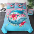Whales Flowers Cotton Bed Sheets Spread Comforter Duvet Cover Bedding Sets