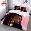 Personalized Box Braids Black Girl Big Earrings Cotton Bed Sheets Spread Comforter Duvet Cover Bedding Sets Perfect Gifts For Daughter Girlfriend Wife