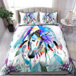 White Native American Horse Duvet Cover Bedding Set