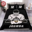 Football Black And White Custom Duvet Cover Bedding Set With Your Name And Number
