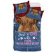 Just A Girl Who Love Hight Land Cattle Cotton Bed Sheets Spread Comforter Duvet Cover Bedding Sets