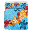 Turtle And Hibiscus Hawaiian  Bed Sheets Spread  Duvet Cover Bedding Sets