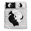 Black And White Yin Yang Cat Cotton Bed Sheets Spread Comforter Duvet Cover Bedding Sets